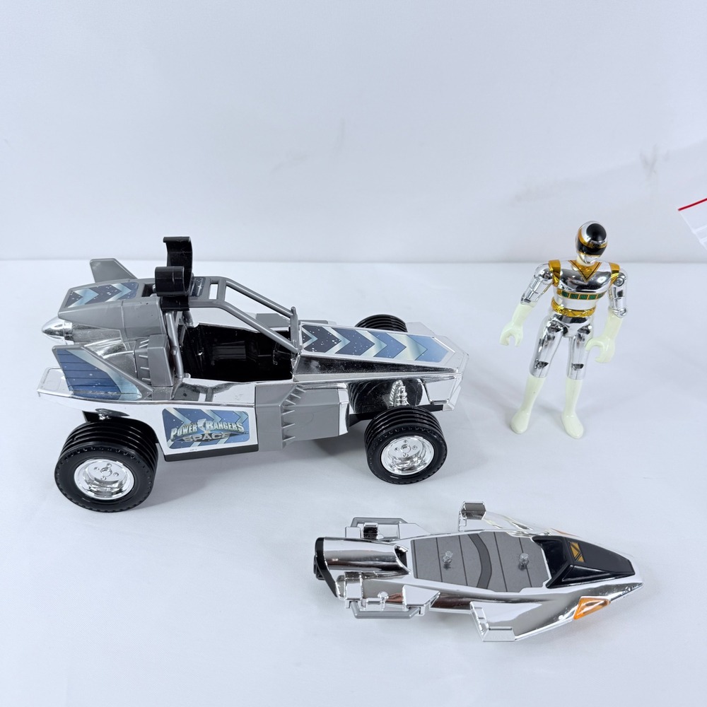 Vintage 1998 Bandai Power Rangers in Space Silver Ranger Galactic Rover & Figure